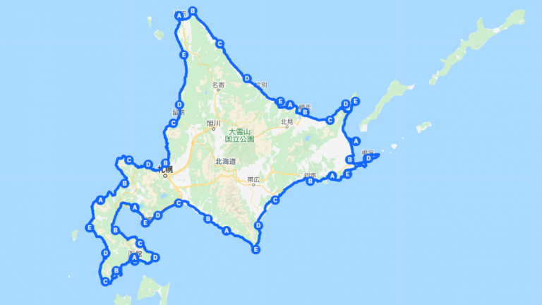 nobuka北海道一周ドライブの旅（google map)